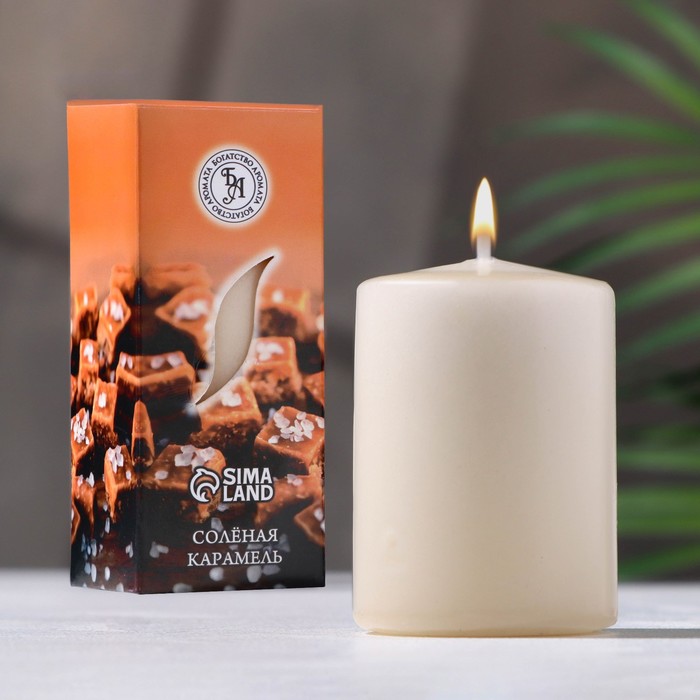 Свеча ароматическая Соленая карамель, 4×6 см, в коробке