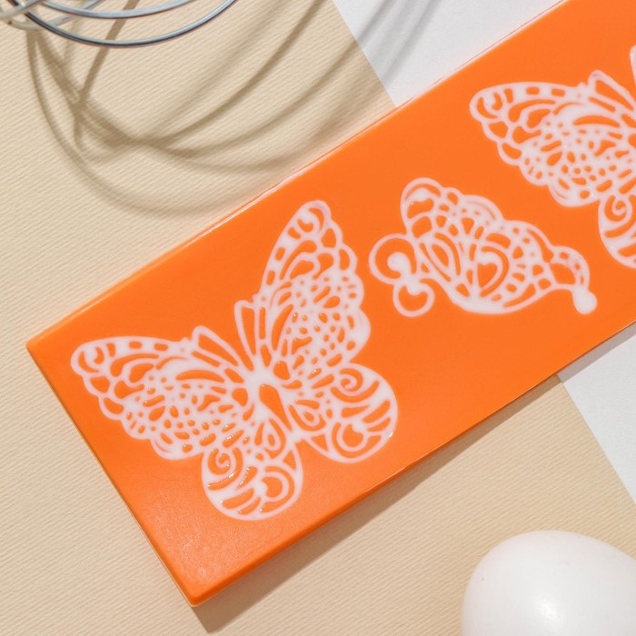 Коврик для айсинга Доляна «Бабочки», силикон, 19×6 см, цвет оранжевый силиконовый коврик для айсинга доляна кружево 38 7×16 5 см цвет микс