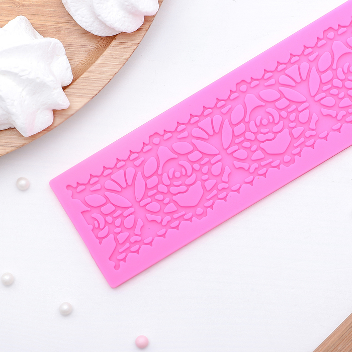 Коврик для айсинга 17,5х5,5 см "Кружевные розы", цвета МИКС