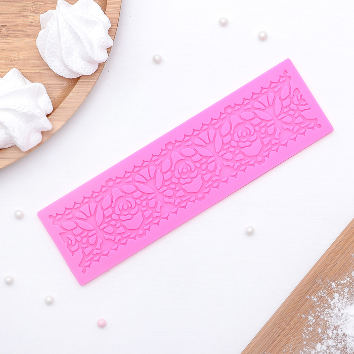 Коврик для айсинга 17,5х5,5 см "Кружевные розы", цвета МИКС