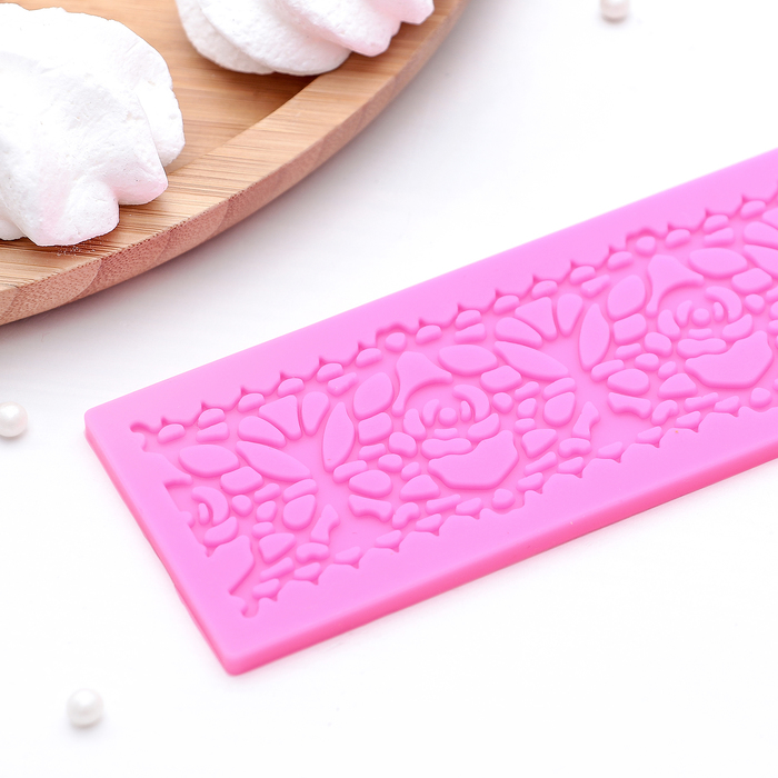 Коврик для айсинга 17,5х5,5 см "Кружевные розы", цвета МИКС