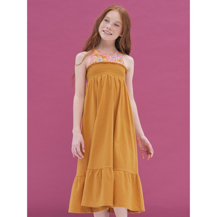 Платье для девочек, рост 116 см, цвет янтарный футболка для девочек рост 116 см цвет янтарный