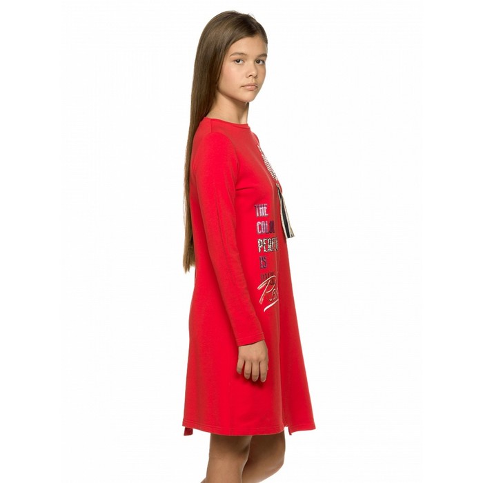 Платье для девочек, рост 122 см, цвет красный