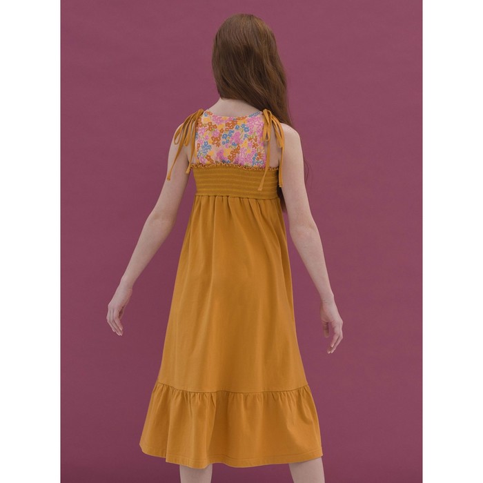 Платье для девочек, рост 122 см, цвет янтарный