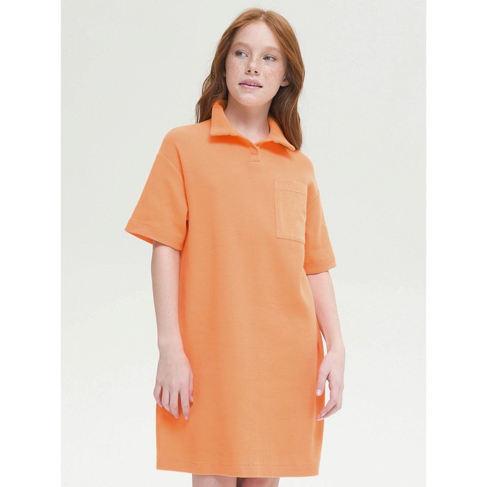 Платье для девочек, рост 128 см, цвет оранжевый брюки для девочек рост 128 см цвет оранжевый