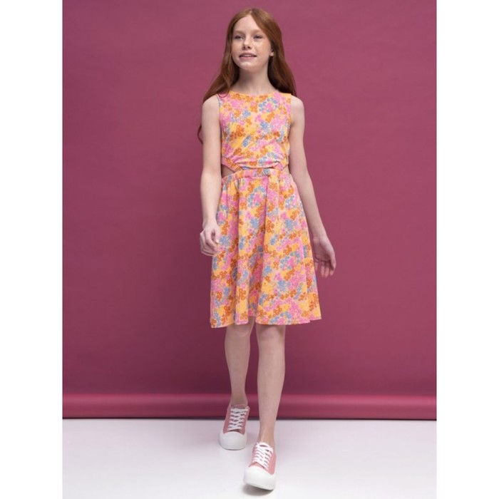Платье для девочек, рост 128 см, цвет персиковый платье для девочек рост 164 см цвет персиковый