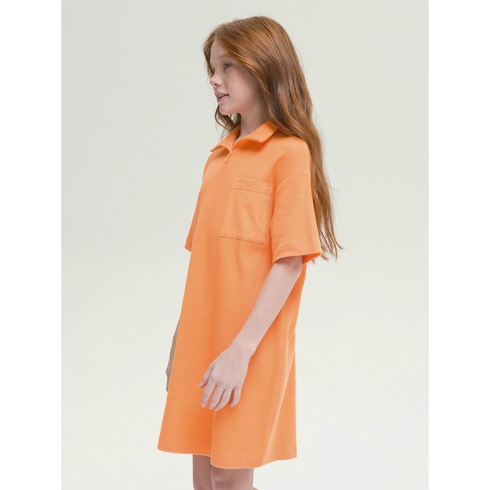 Платье для девочек, рост 140 см, цвет оранжевый