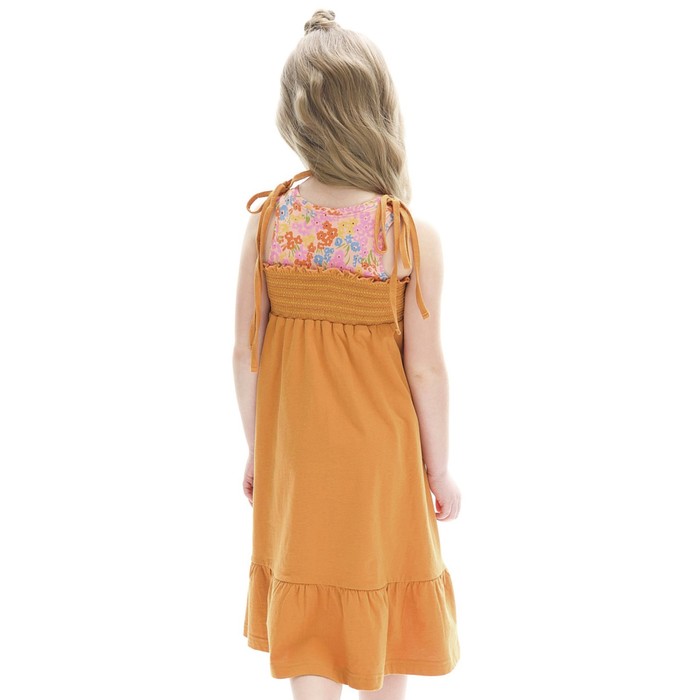 Платье для девочек, рост 98 см, цвет янтарный