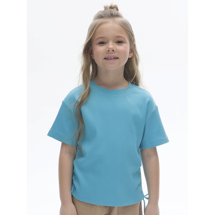 блузка для девочек рост 98 см цвет лазурный Футболка для девочек, рост 98 см, цвет лазурный