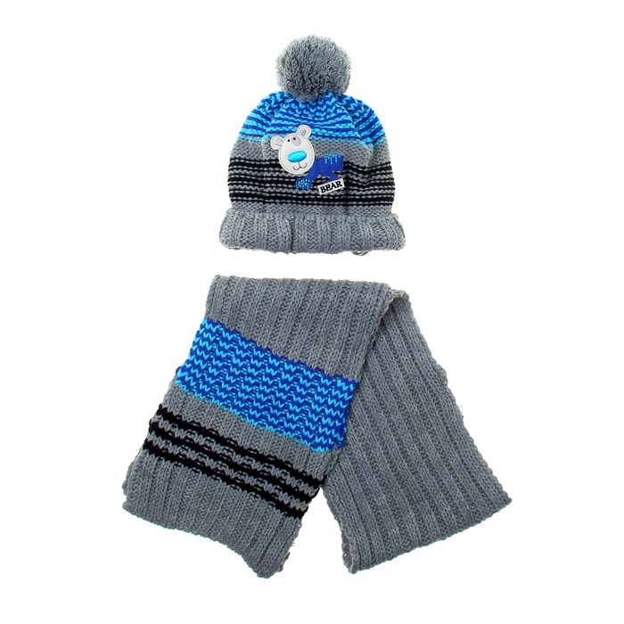 Комплект дет.зимний Медвежонок:шапка, шарф, объем головы 46-48см (1-2года) МИКС