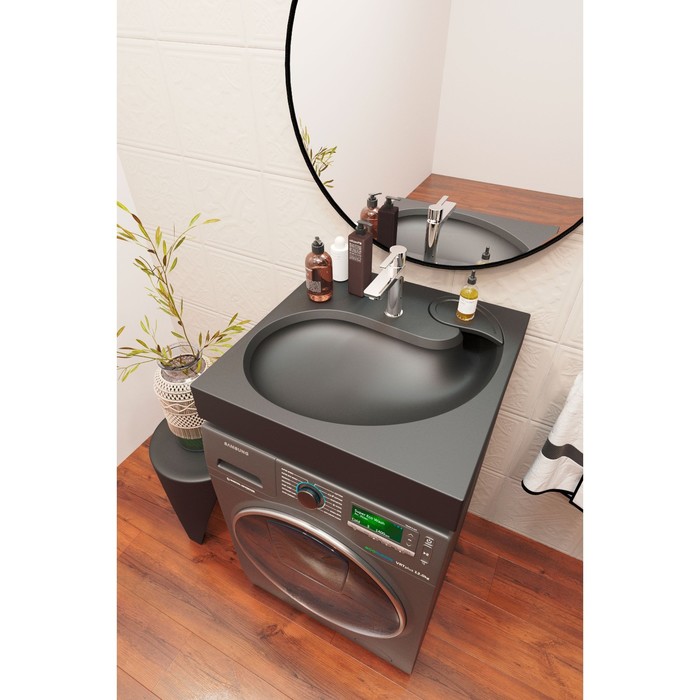 фото Раковина над стиральной машиной uperwood comforty 60*60 см, черная матовая