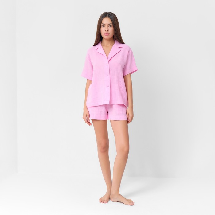 фото Пижама женская (рубашка, шорты) kaftan "basic" р. 44-46, розовый