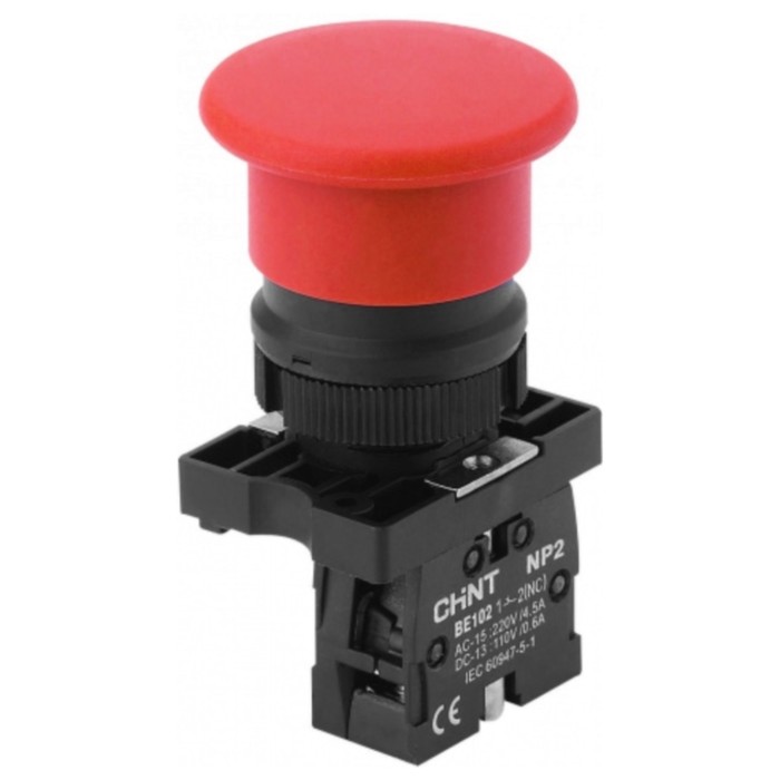 Кнопка управления CHINT 574820 d40мм без подсветки, цвет красный цена и фото