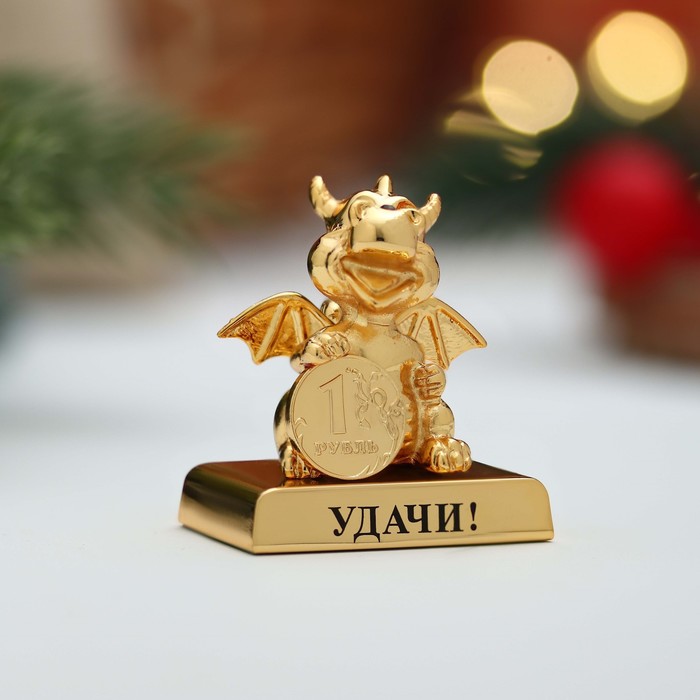 

Сувенир дракон с монетой " Удачи ", с хрусталиком