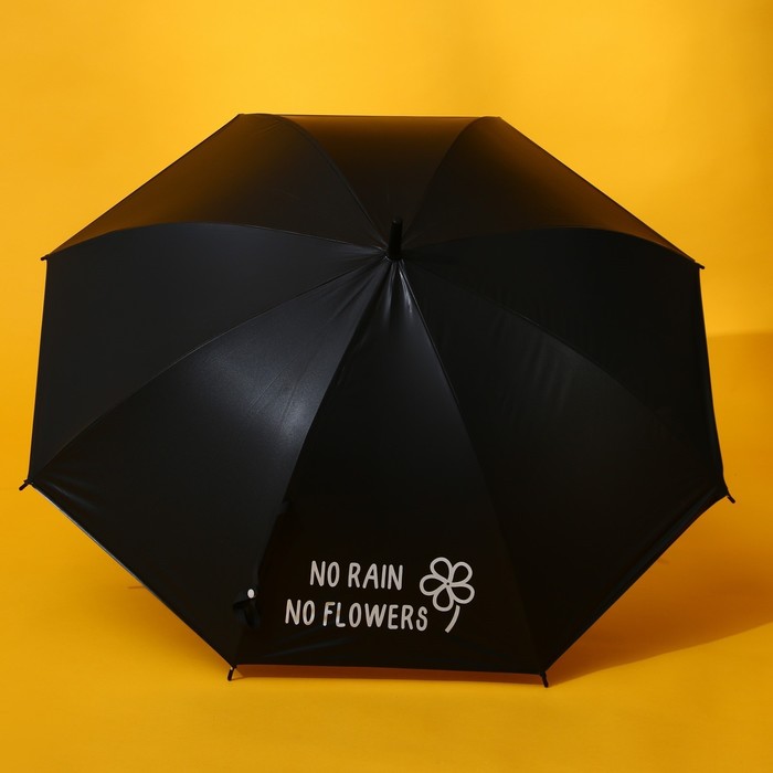 фото Зонт-трость «no rain - no flowers», 8 спиц, d = 90 см, цвет чёрный