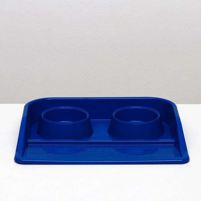 Миска двойная с подносом, 0,3 л микс цветов