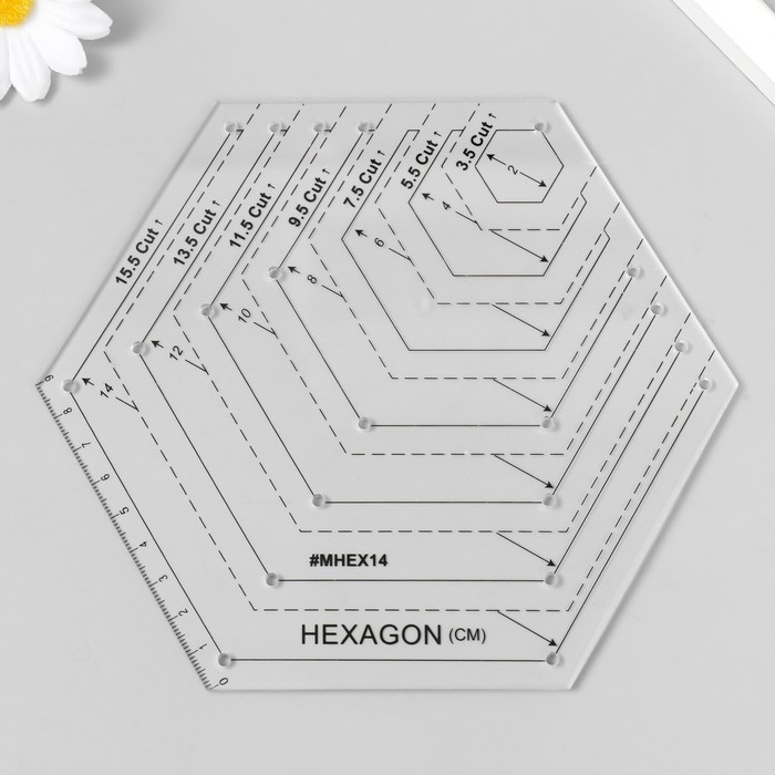 Линейка для пэчворка пластик Шестигранная