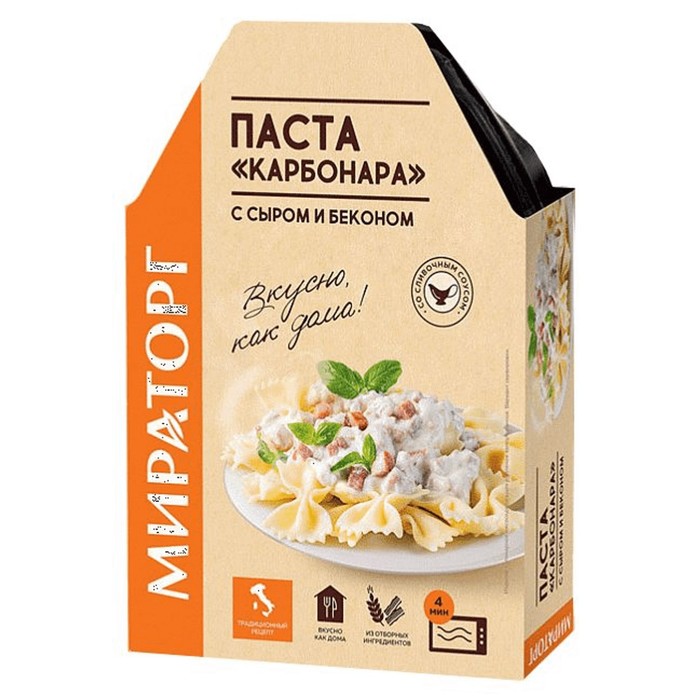 

Паста карбонара с сыром и беконом 260 г Мираторг