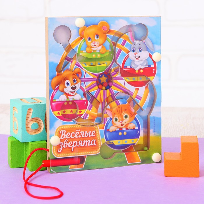 Лабиринт магнитный малый "Весёлые зверята"