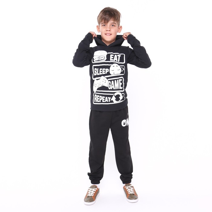 фото Толстовка для мальчиков, цвет чёрный, рост 152 см