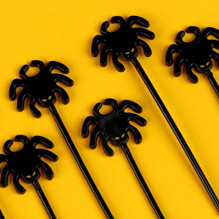 Шпажки «Паук», в наборе 12 штук, цвет чёрный шпажки паук в наборе 12 штук цвет чёрный