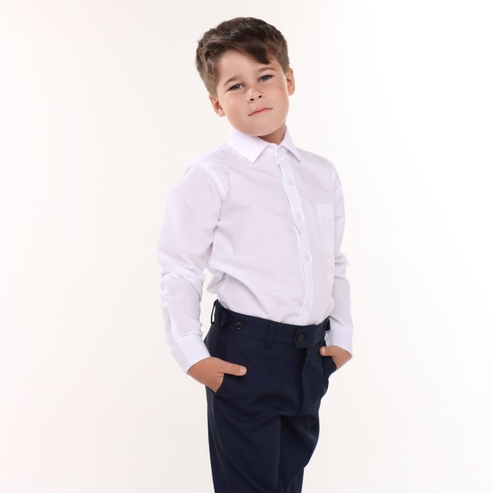Школьная рубашка для мальчика , цвет белый , рост 152 см