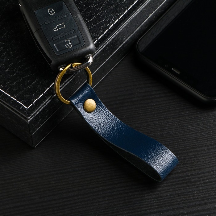 Брелок для автомобильного ключа, ремешок, кожа натуральная, синий БК1с-20