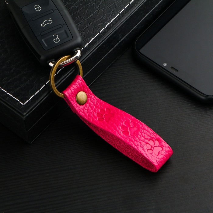 Брелок для автомобильного ключа, ремешок, кожа натуральная, розовый, лапка БК1р-20