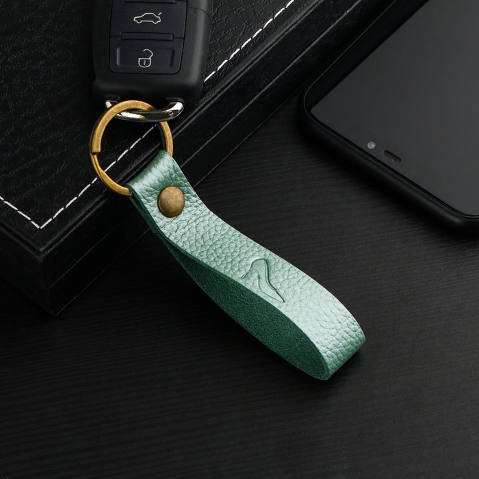 Брелок для автомобильного ключа, ремешок, кожа натуральная, светло-зеленый, каблук БК1з-20