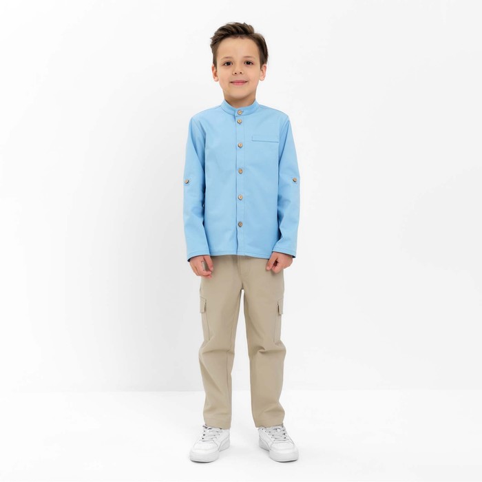 фото Рубашка джинсовая детская kaftan размер 32 (110-116 см), голубой