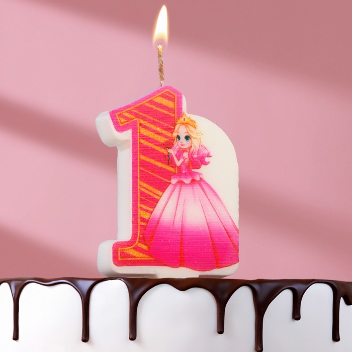 Свеча в торт Принцесса,цифра 1, 6,5 см