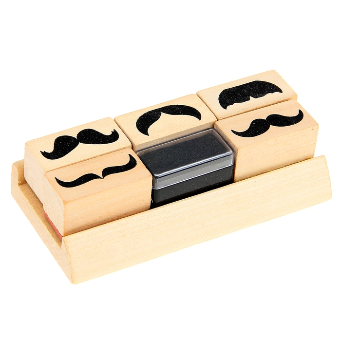 Набор: 5 печатей и 1 штемпельная подушка "Джентльмен"