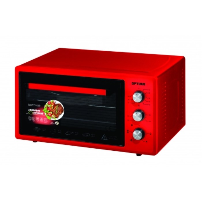 

Мини-печь OPTIMA OF-48R, 1600 Вт, 48 л, таймер, 2 противня, красная