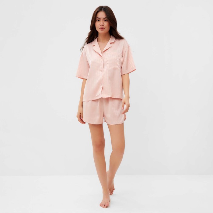 фото Пижама женская (рубашка и шорты) kaftan silk, размер 40-42, розовый