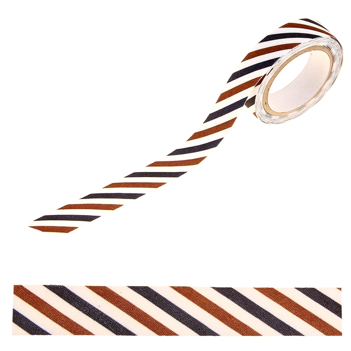 Клейкая лента декоративная текстиль "Коричневые полосы"