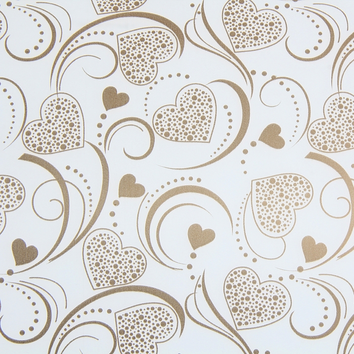 Пленка прозрачная "Ажурные сердечки", цвет золото, 60 х 60 см