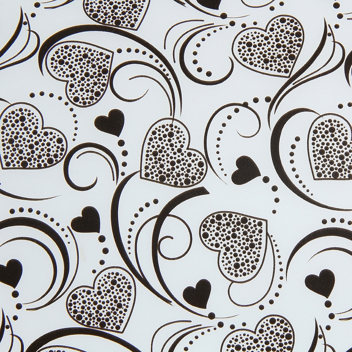 Пленка прозрачная "Ажурные сердечки", цвет черный, 60 х 60 см