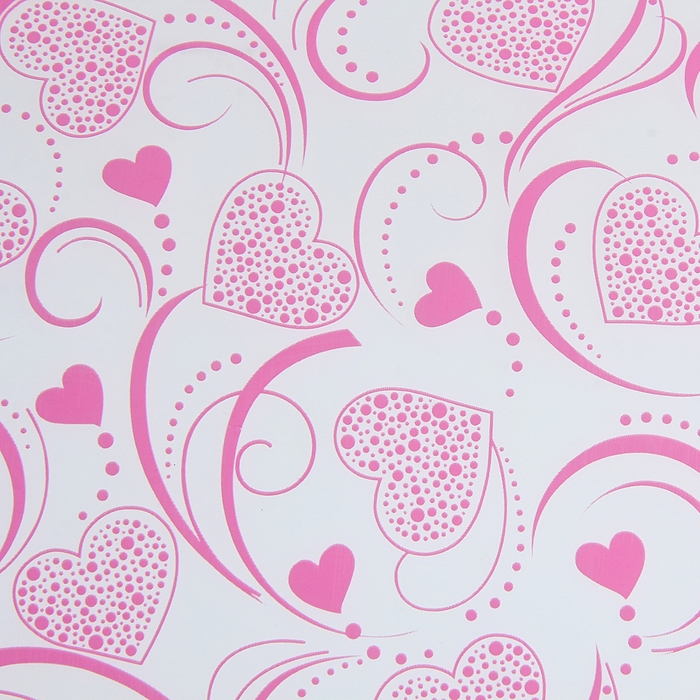 Пленка прозрачная "Ажурные сердечки", цвет розовый, 60 х 60 см