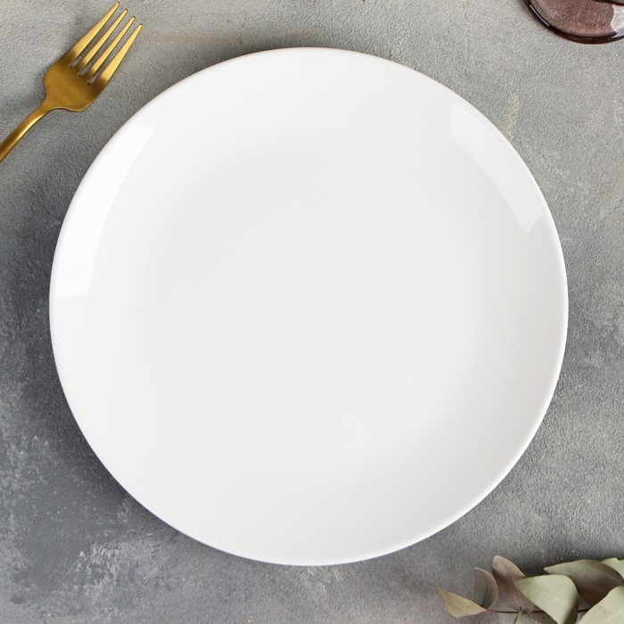 Тарелка фарфоровая обеденная с утолщённым краем Wilmax Olivia Pro, d=25,5 см, цвет белый тарелка фарфоровая глубокая с утолщённым краем magistro la perle 580 мл d 22 см цвет белый