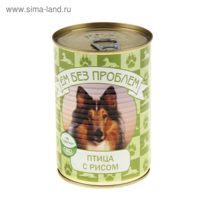 

Влажный корм для собак "Ем без проблем" птица с рисом, ж/б, 410 г