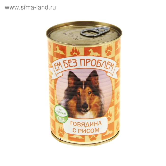 

Влажный корм для собак "Ем без проблем" говядина с рисом, ж/б, 410 г