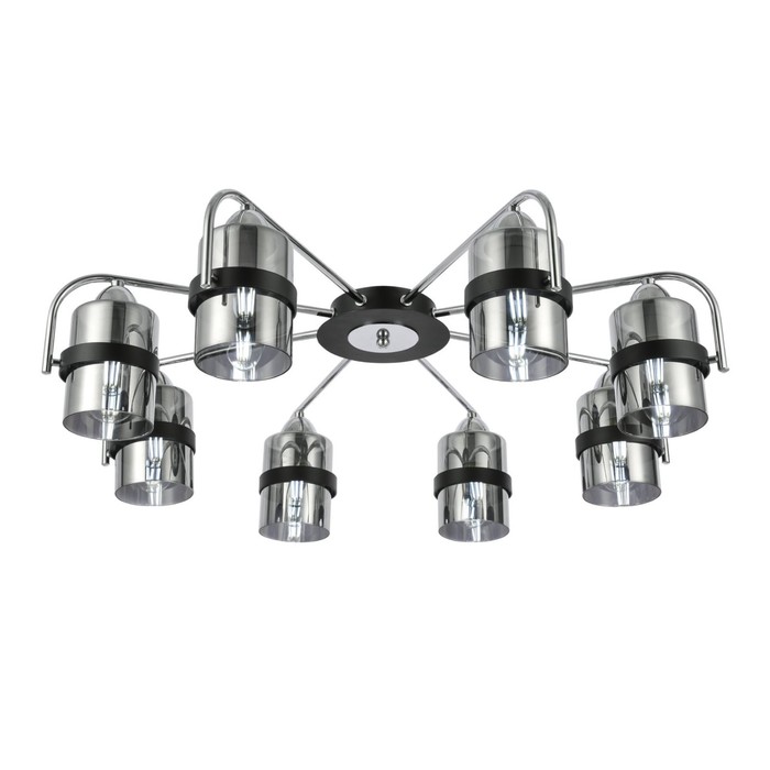 

Люстра потолочная E27, 8x40W, 17,5x73 см, цвет чёрный, хром, дымчатый