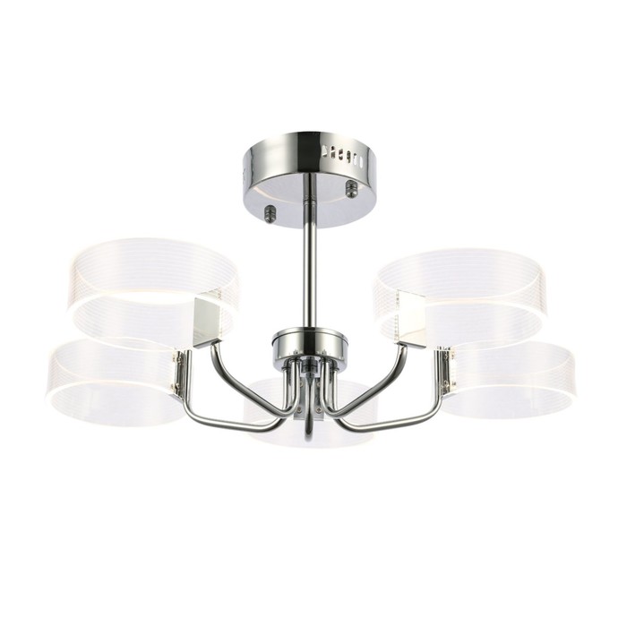 

Люстра потолочная LED, 5x8W 3000K, 29x62 см, цвет хром, белый