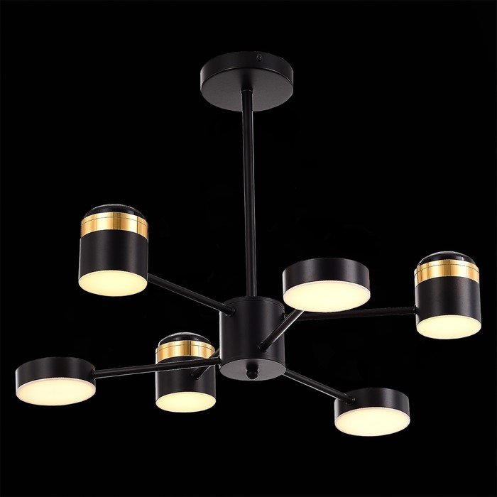 

Светильник потолочный Evoluce. SLE6007-402-06. Tezze. 6х7 Вт, LED, 3000K, 4200 Lm, 61х61х41 см, цвет чёрный, золотистый