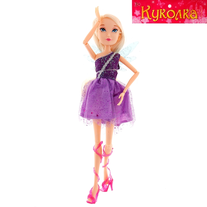 Кукла шарнирная «Волшебница», в платье и с крыльями, МИКС