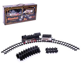 Железная дорога «Классический паровоз», 18 деталей, световые и звуковые эффекты, с дымом, работает от батареек, длина пути 420 см