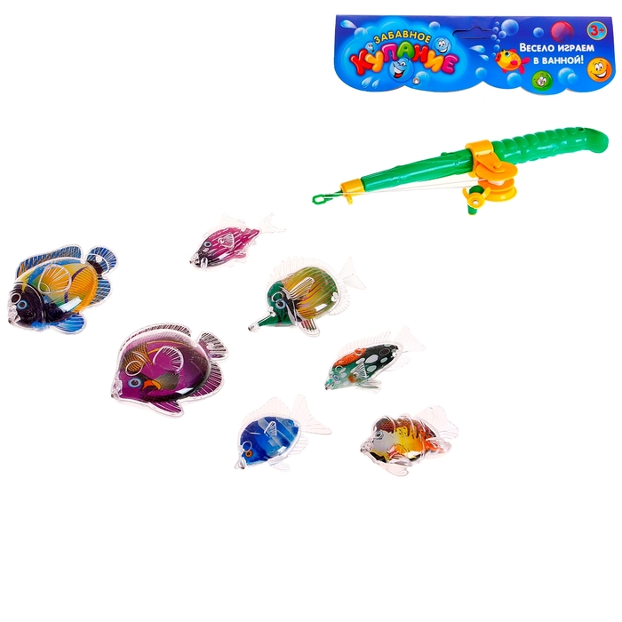 Рыбалка "Забавное купание", удочка, 7 рыбок
