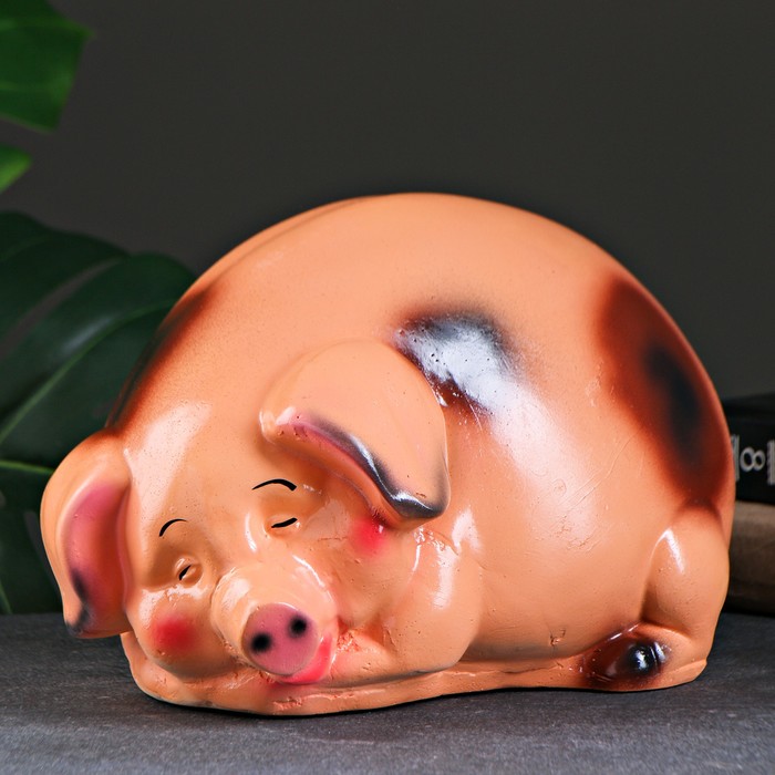 Копилка "Свинка" круглая, бежевая