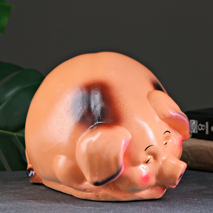 Копилка "Свинка" круглая, бежевая