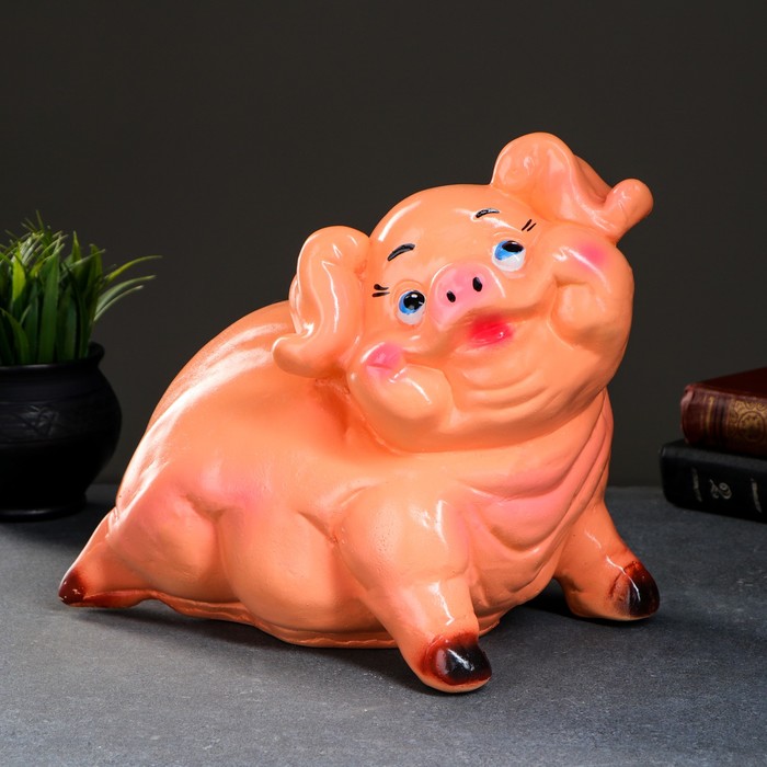 Копилка "Свинка" бежево-чёрная